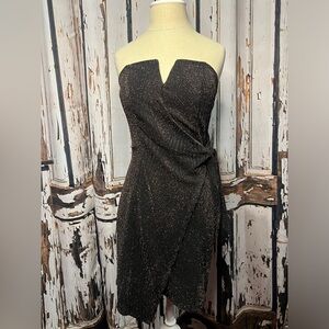 Trixxi Black and Gold Strapless Dress